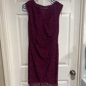 Adrianna Papell Lace Midi Dress - Deep Purple